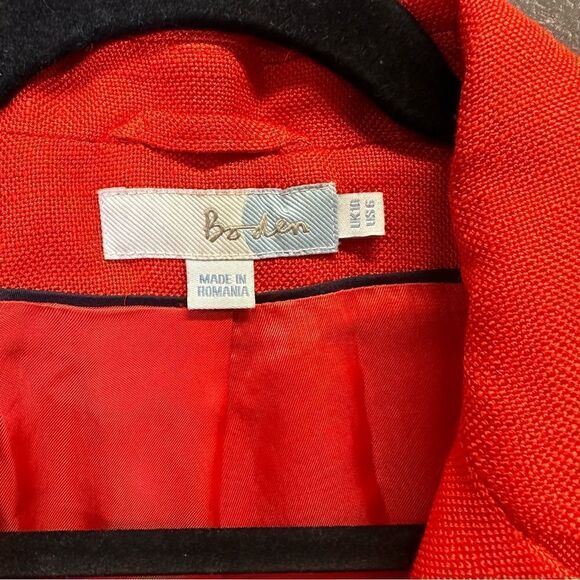Boden Bright Orange 100% Viscose Blazer Women's Size 6 - Picture 4 of 9